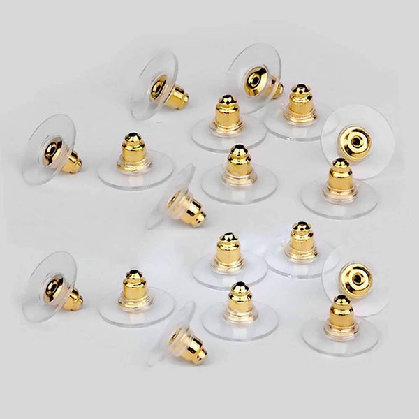 Gold Bullet Clutch Earring Backs With Silicone