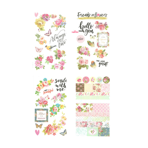 4 in 1 Eno Greeting Vintage Scrapbooking Stickers for Paper Craft, Scrapbooking etc.(Design 04)
