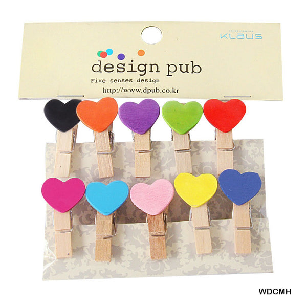 Wooden Clothespins Small Decorative Wooden Clips for Photo Clips, Scrap Booking, Crafts etc.(Multicolor Heart Shape)