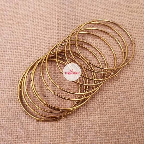 Gold Metal Dotted Beads Bangles