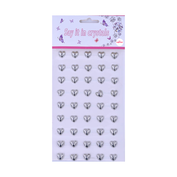 10MM Self Adhesive Heart Stickers for DIY Crafts, Scrapbooking, School Crafts, Decorations etc.(Silver Color)