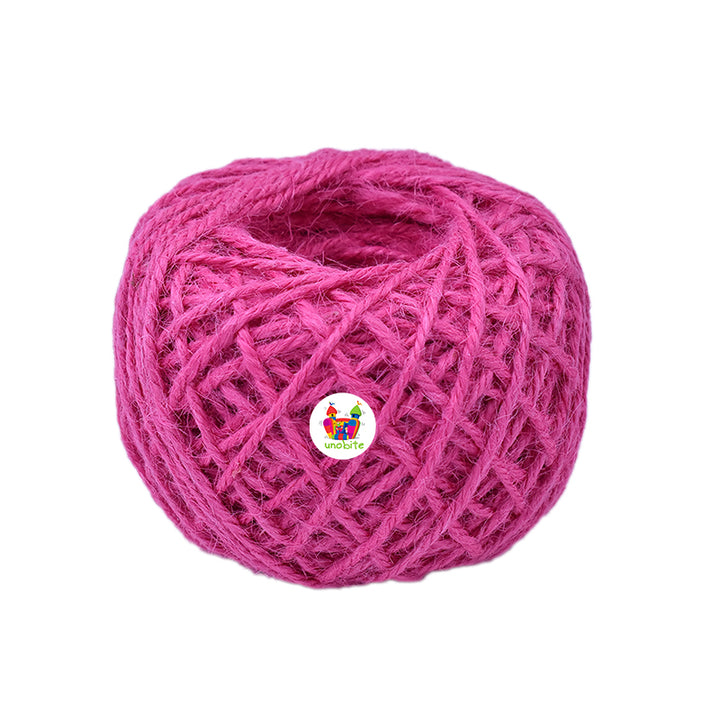 Unobite Natural Color Jute Twine Thread Cord for DIY Craft Decoration, Wedding and Party Supplies(Dark Pink Color, Each 50 Meter).