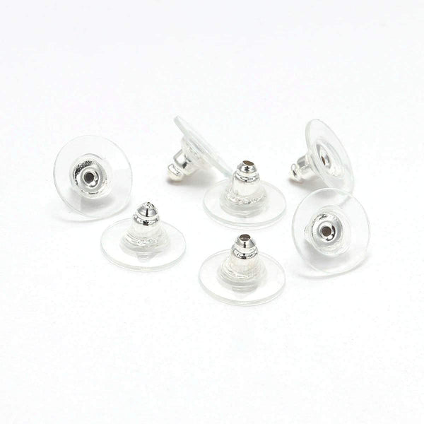 Silver Bullet Clutch Earring Backs With Silicone