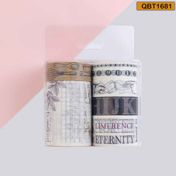 7 Rolls Washi Tape 5MM / 8MM / 15MM / 25MM / 53MM Wide Colorful Masking Tapes for DIY Craft, Planners, Scrapbooking etc.(White Color)