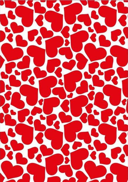 A4 Size White & Red Heart Theme Printed Craft Paper 180 GSM for DIY, Scrapbooking, School Projects, Card Making etc.