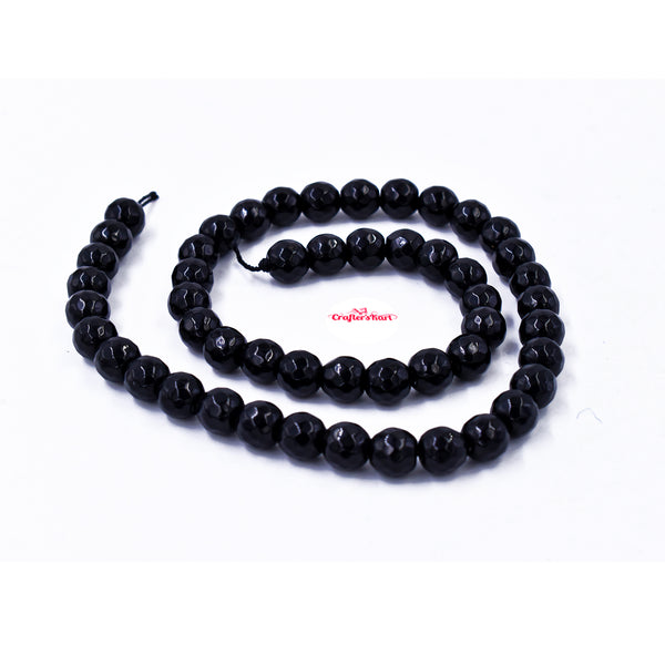 Natural Faceted Agate Beads 8mm Size (Black Color)