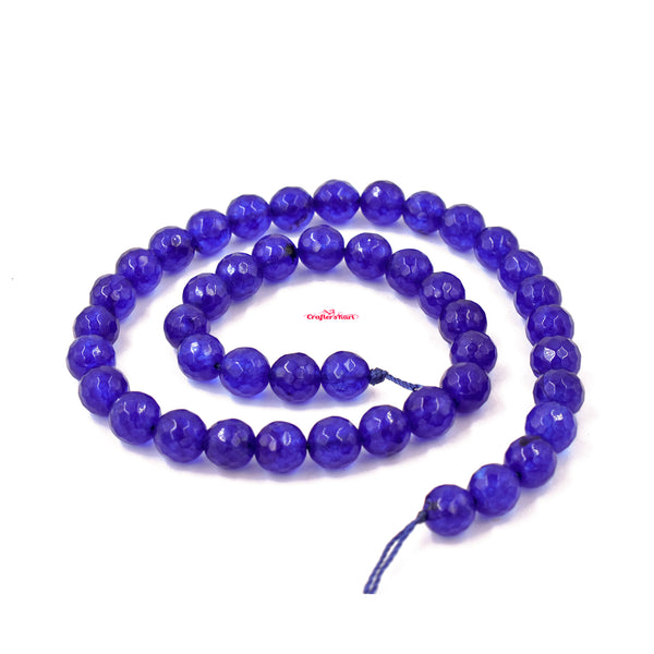 Natural Faceted Agate Beads 8mm Size (Blue Color)