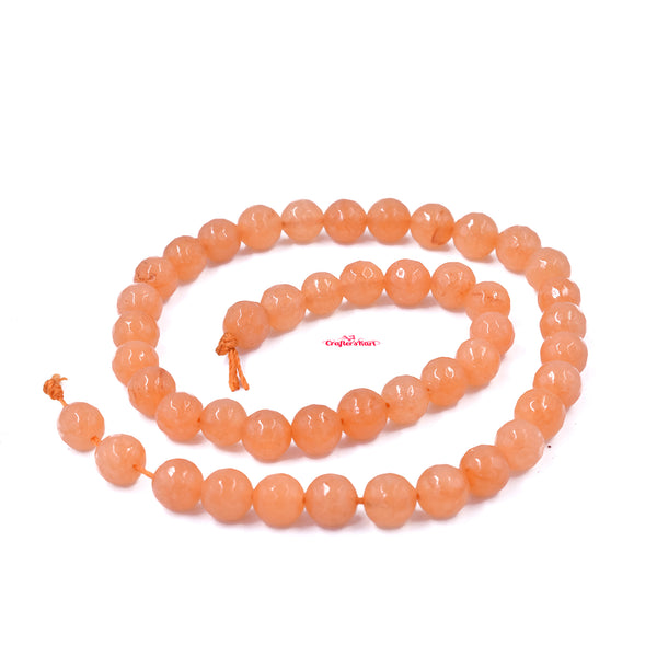 Natural Faceted Agate Beads 8mm Size (Orange Color)