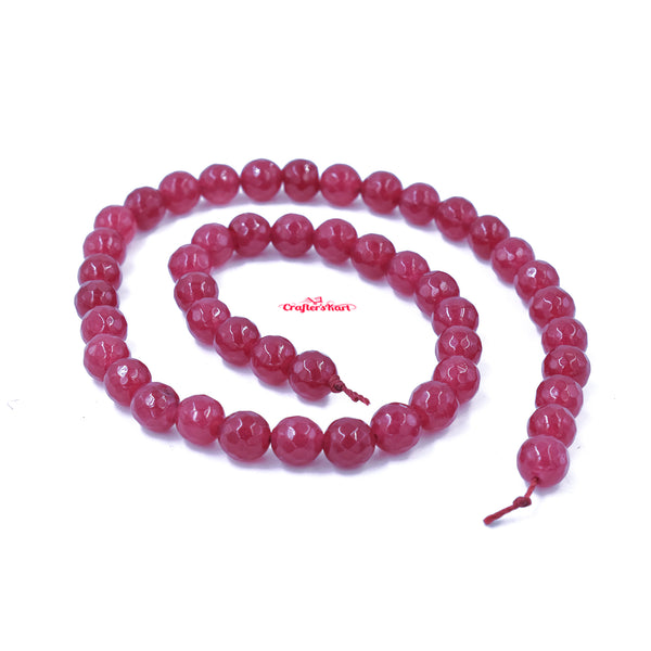 Natural Faceted Agate Beads 8mm Size (Ruby Red Color)