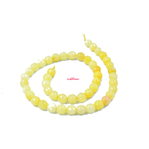Natural Faceted Agate Beads 8mm Size (Yellow Color)
