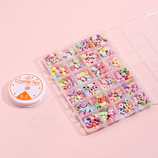 24 Design Beads for Kids Crafts Children's Jewelry Making Kit, DIY Bracelets, Necklace, Hairband etc.