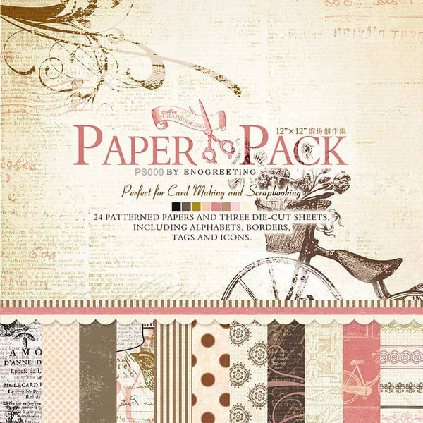 Vintage Findings 12X12 Scrapbook Paper 24 Sheets NEW for Cards