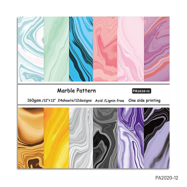 Marble Pattern Paper Pack 12 x 12 Scrapbook Printed Papers (12 Design Each 2 Piece, 24 Printed Sheet)(SB521)