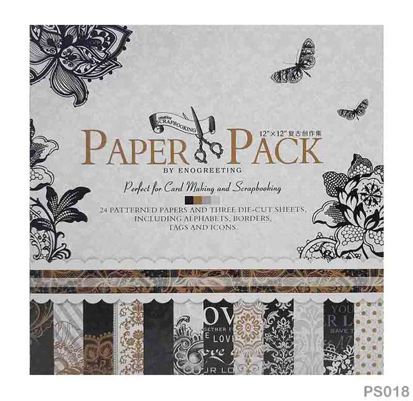 Eno Greeting Paper Pack 12 x 12 Scrapbook Printed Papers (12 Design Each 2 Piece, 24 Printed Sheet + 3 Die Cut Sheets)(SB519)