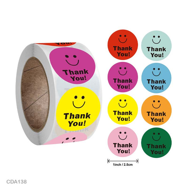 1 Inch Thank You Stickers Labels, Adhesive Sticker Roll (8 Unique Designs-500 Stickers) Ideal for Art Craft, Card, Birthday, Scrapbook etc.