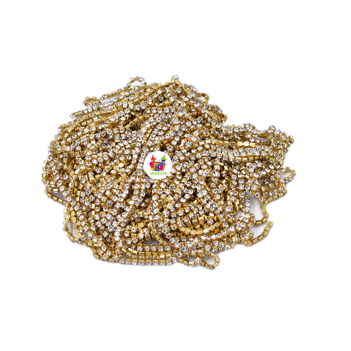 Unobite 14PP Gold Color Crystal Rhinestone Close Chain for Jewelry Craft.