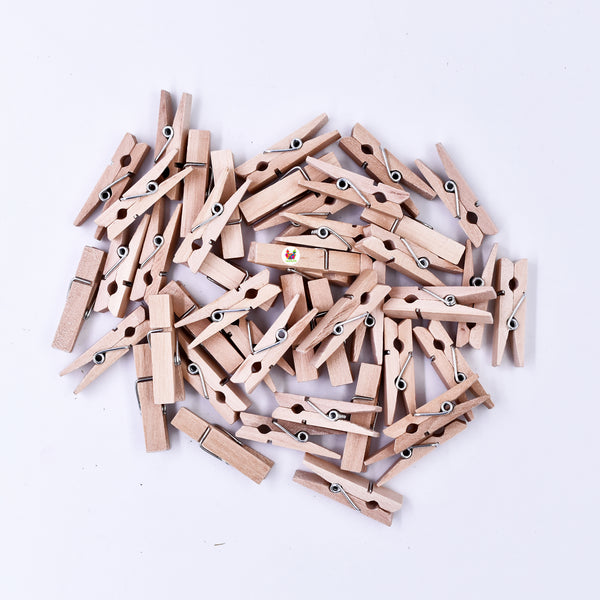 Unobite 1.5 Inch Size Natural Color Wooden Clips for Photo Decoration, Art & Craft and School Projects.