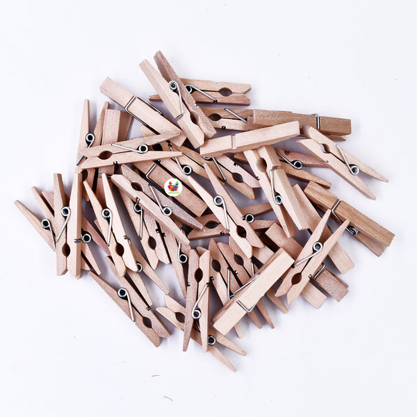 Unobite 2 Inch Size Natural Color Wooden Clips for Photo Decoration, Art & Craft and School Projects.