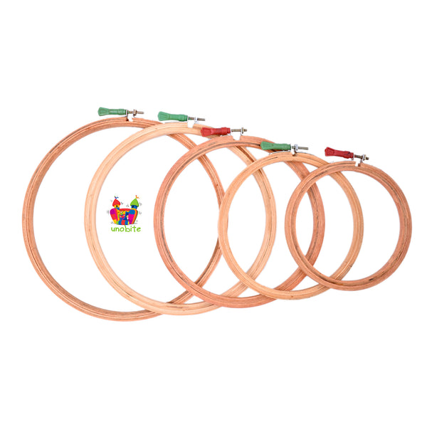 Unobite Wooden Embroidery Hoop Ring for Sewing Tool, Cross Stitch Craft etc.(Set of 5, Size 6, 7, 8, 9, 10" Inches).