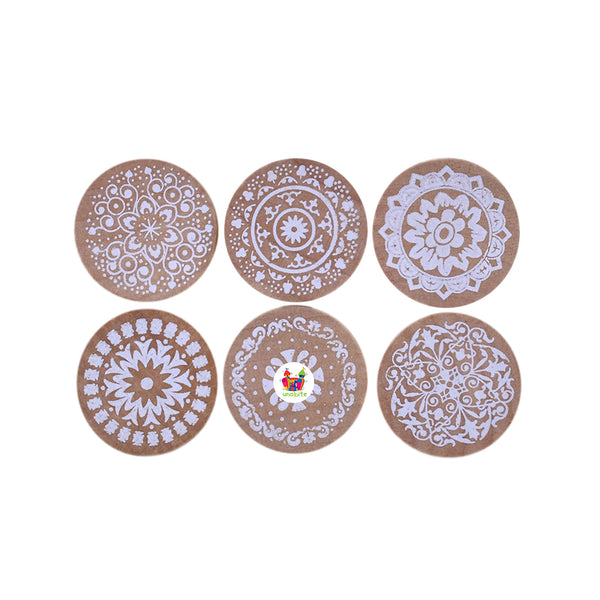 Unobite Round Shape 6 Design Printing Block for DIY Crafts, Scrapbooking, Fabric Printing etc..