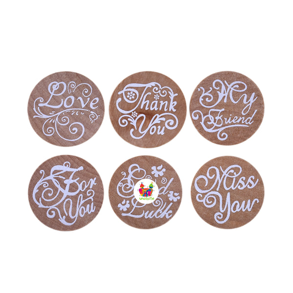 Unobite Round Shape 6 Differnt Quote Printing Block for DIY Crafts, Scrapbooking, Fabric Printing etc..
