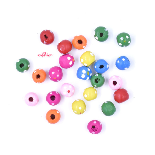 Unobite Wooden Printed Round Beads with Holes for Scrapbooking, DIY Crafts and Sewing etc..