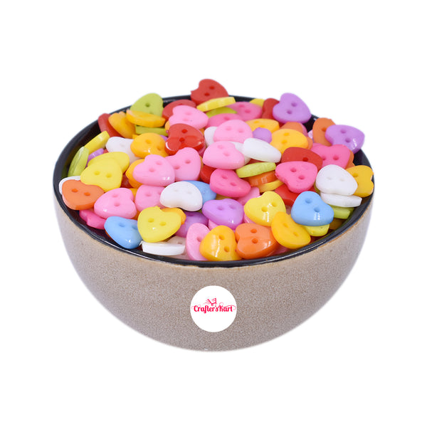 2-Holes Heart Design Plastic Buttons for Sewing and DIY Craft etc.(10MM Size)