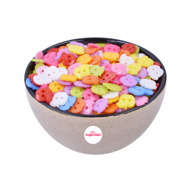 2-Holes Apple Design Plastic Buttons for Sewing and DIY Craft etc.(10MM Size)