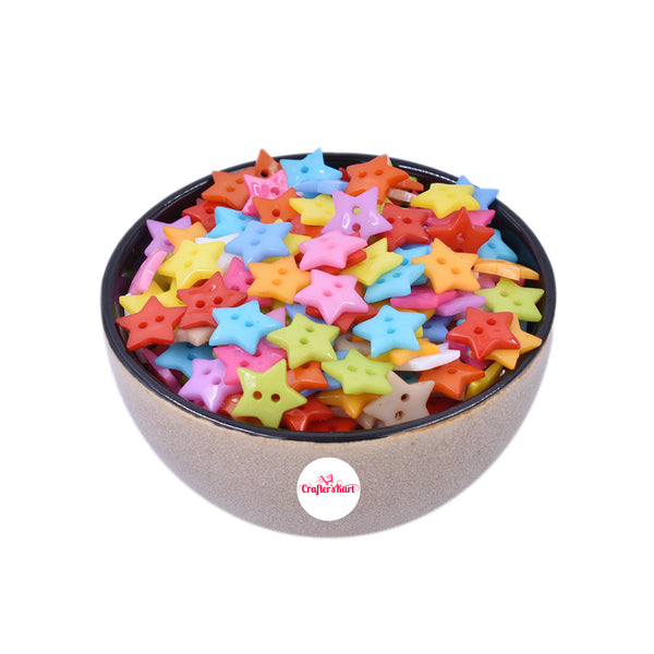 2-Holes Star Design Plastic Buttons for Sewing and DIY Craft etc.(15MM Size)