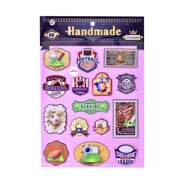 6D Handmade Self Adhesive Scrapbook Stickers for DIY Crafts, Scrapbooking, School Crafts, Decorations etc.(Sports Design)
