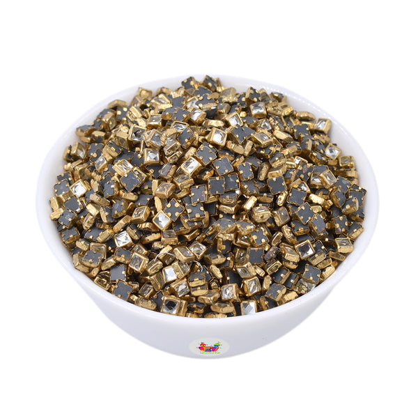 Unobite Kundan Stones for Embroidery, Craft and Jewellery Making(8 x 8 mm, Square Shape).