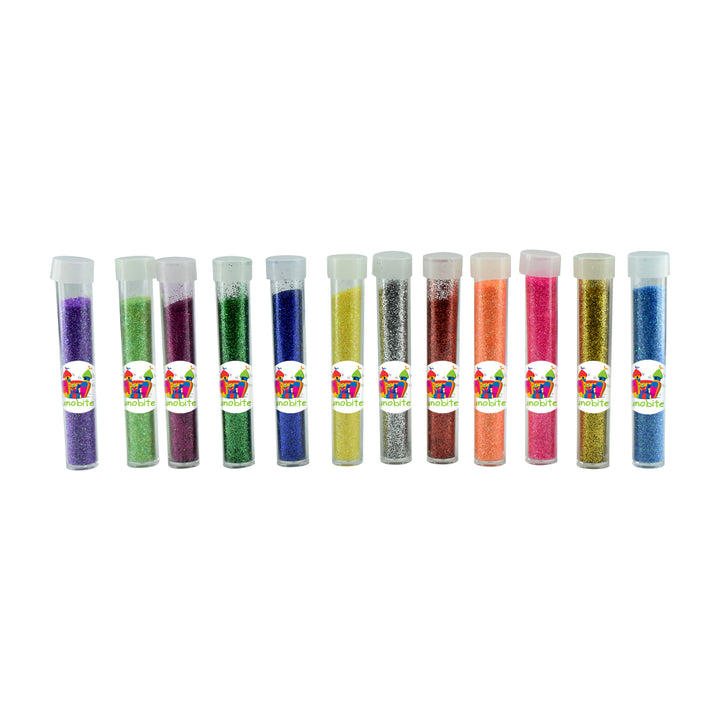 Unobite Glitter Sparkle Powder Tube for Crafts,Arts and School Projects set of 12 Colors(3g per Color).