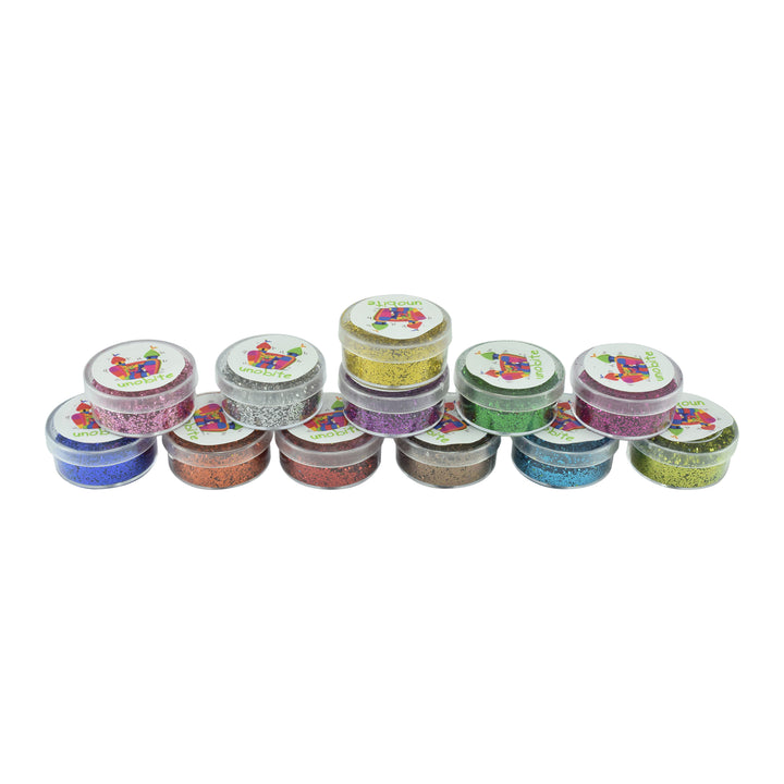 Unobite Glitter Sparkle Powder for Crafts,Arts and School Projects set of 12 Colors(3g per Color).