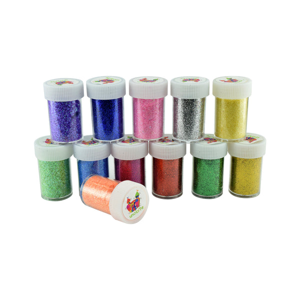 Unobite Glitter Sparkle Powder Box for Crafts ,Arts and School Projects set of 12 Colors(15g per Color).