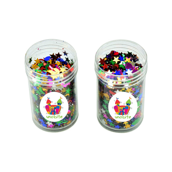 Unobite Multi Shapes Holographic Glitters for Art & Craft, Decorations, Scrapbooking and School Projects (Pack of 1 Box, 7gms Per Box).