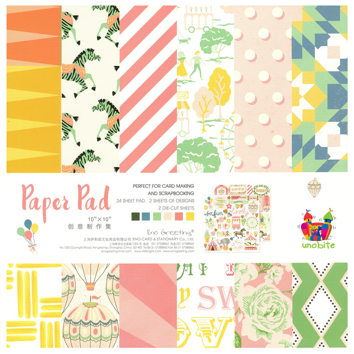 Unobite DIY 10 x 10 Scrapbook Printed Papers for Art 'n' Craft and Greeting Cards(12 Design Each 2 Piece, 24 Printed Sheet + 2 Die Cut Sheets)(UBSB112).