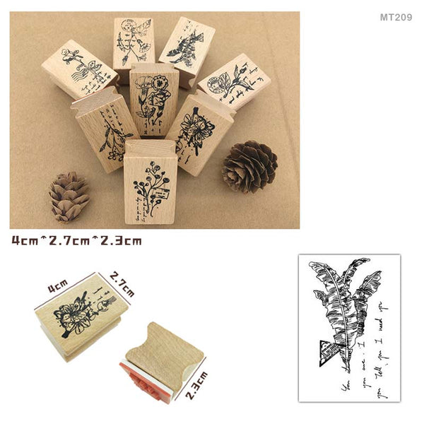 Vintage Wooden Flower and Plant Decorative Rubber Stamp for DIY Crafting, Scrapbook and Card Making etc.(Design 9)