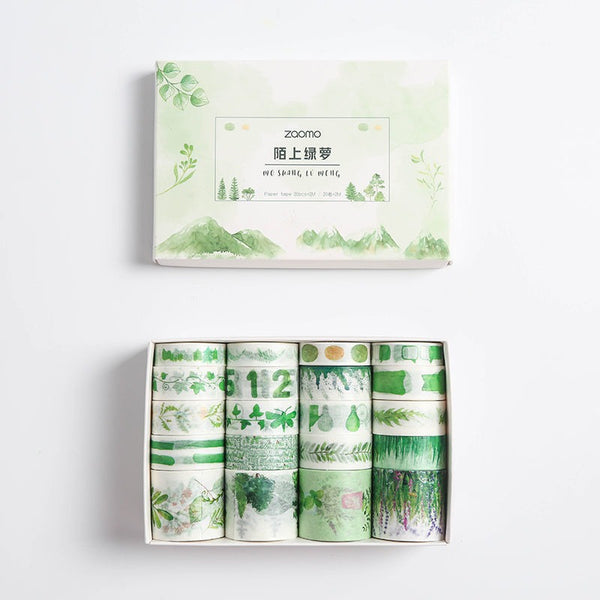 20 Rolls Washi Tape Set with 3 Sizes 10/15/30mm Wide Colorful Masking Tapes for DIY Craft, Planners, Scrapbooking etc.(Green Color)