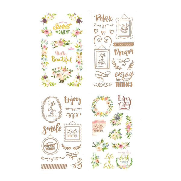 4 in 1 Eno Greeting Vintage Scrapbooking Stickers for Paper Craft, Scrapbooking etc.(Design 14)