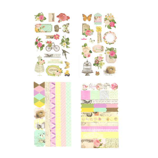 4 in 1 Eno Greeting Vintage Scrapbooking Stickers for Paper Craft, Scrapbooking etc.(Design 10)