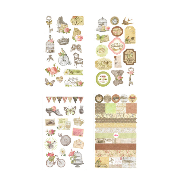 4 in 1 Eno Greeting Vintage Scrapbooking Stickers for Paper Craft, Scrapbooking etc.(Design 15)
