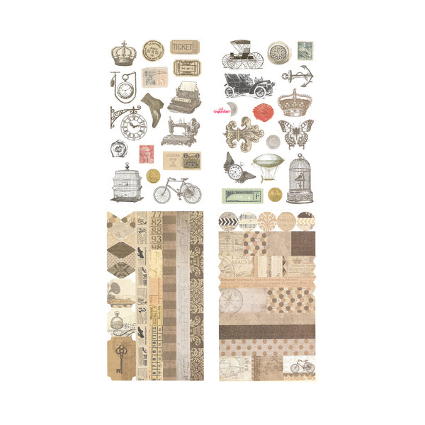 4 in 1 Eno Greeting Vintage Scrapbooking Stickers for Paper Craft, Scrapbooking etc.(Design 06)