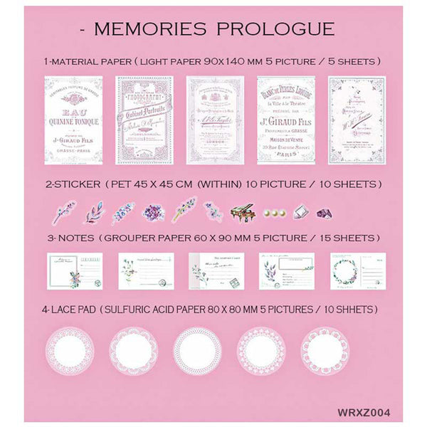 40 Piece Journaling Supplies Cutout for Scrapbook, Notebook, Journal, Card Making etc.(Memories Prologue)