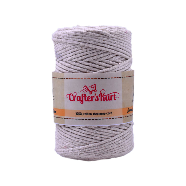 3 Ply Twisted Macrame Cotton Thread for Macrame DIY (100 Meters, 2mm, Off White)