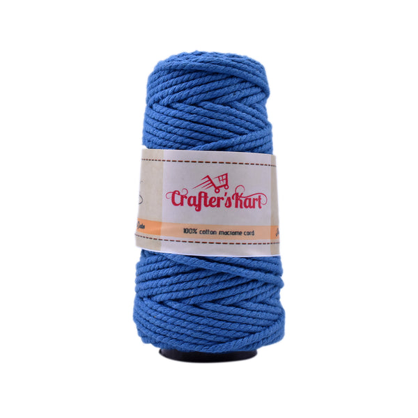 3 Ply Twisted Macrame Cotton Thread for Macrame DIY(35 Meters, 3mm, Blue Color)