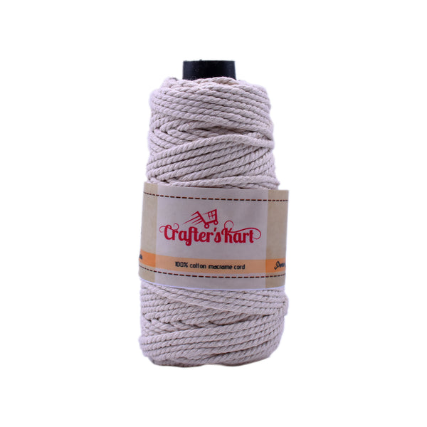 3 Ply Twisted Macrame Cotton Thread for Macrame DIY (35 Meters, 3mm, Off White)
