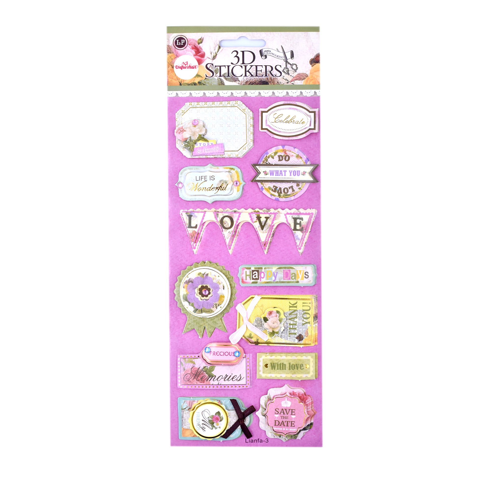 3D Self Adhesive Deco Stickers for DIY Crafts Scrapbooking