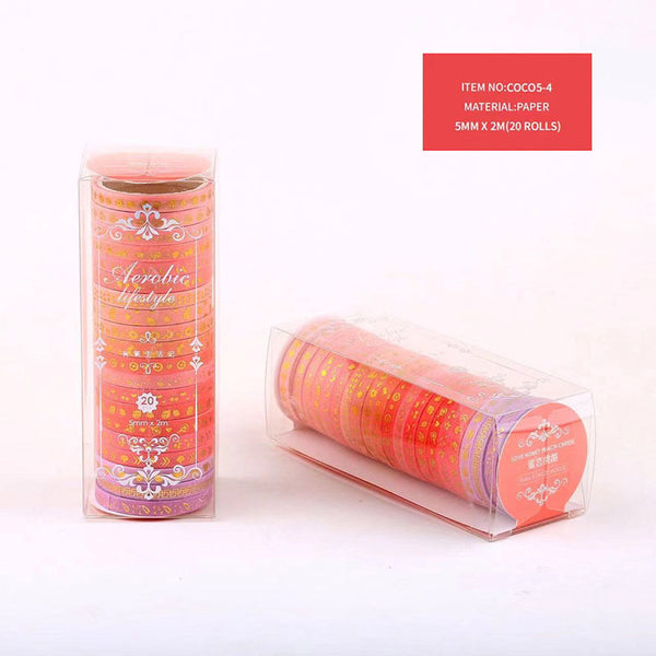 20 Rolls Washi Tape 5MM Wide Colorful Masking Tapes for DIY Craft, Planners, Scrapbooking etc.(Design 4)