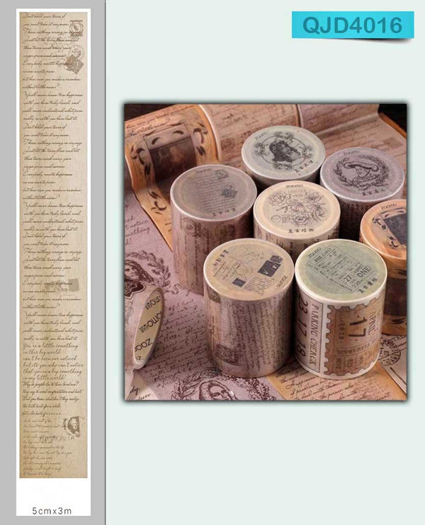 1 Roll Vintage Washi Tape 50MM Wide Masking Tape for DIY Crafts, Scrapbooking, Journal Crafts etc.(Design 5)